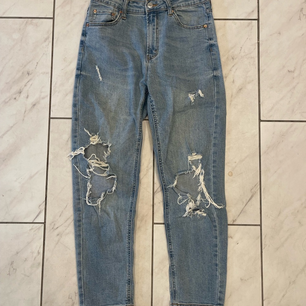 Blue Ankle Cropped Wild Fable Jeans with Distressed Style
